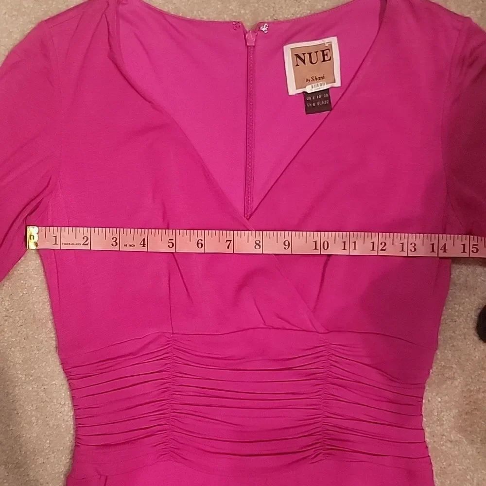 Nue by Shani hot pink ruched long sleeve dress - Picture 4 of 10